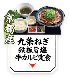 京都産九条ねぎ鉄板旨塩牛カルビ定食へ移動