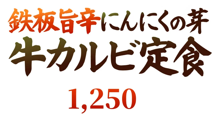 鉄板旨辛にんにくの芽牛カルビ定食 1,250円