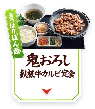 さっぱりぽん酢 鬼おろし鉄板牛カルビ定食