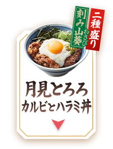 月見とろろカルビとハラミ丼 二種盛り（刻み山葵）